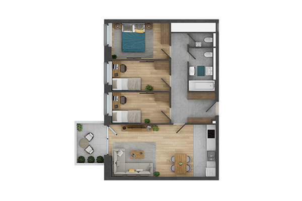 4 szobás lakástípus